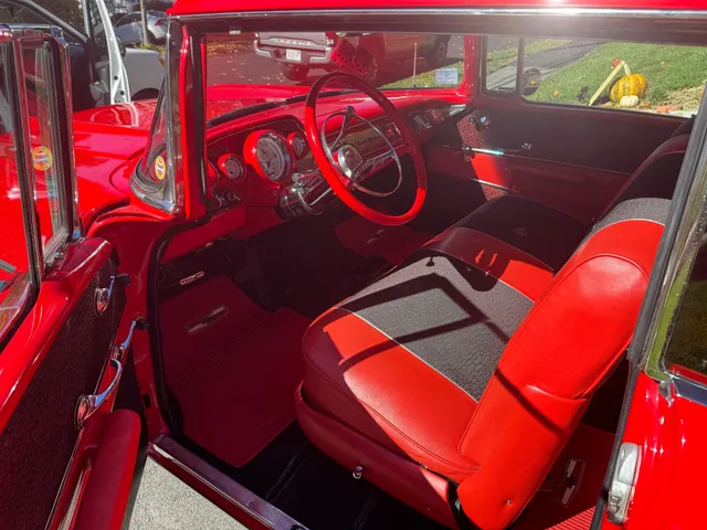 Classic 1957 Chevy Bel Air red interior after detailing
