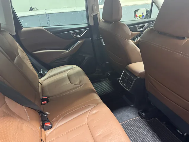 Subaru Ascent tan leather rear seats after interior detail