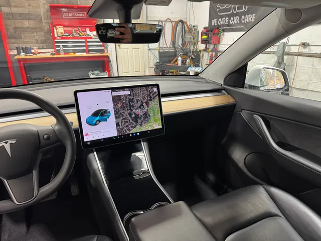 Tesla Model Y dashboard and touchscreen after interior detail